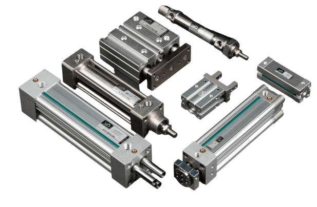Different types of pneumatic cylinders and actuators
