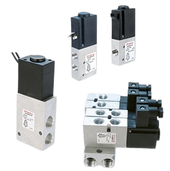 Humphrey Products 3- and 4-port direct acting Solenoid Valves on white background